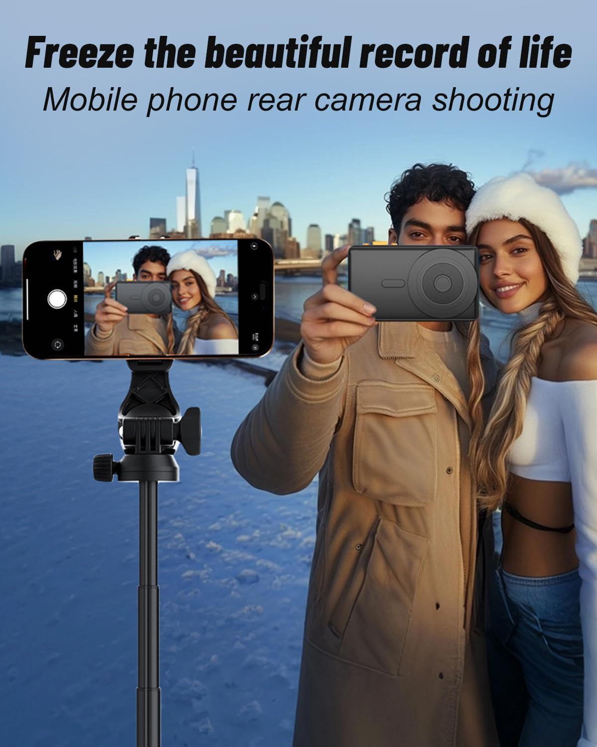 Vlog, ekran monitora do selfie, magnetyczny uchwyt na telefon, monitor tylnej kamery, teleprompter, bezprzewodowy pilot Bluetooth, do selfie, transmisji na żywo, vloga, biały
