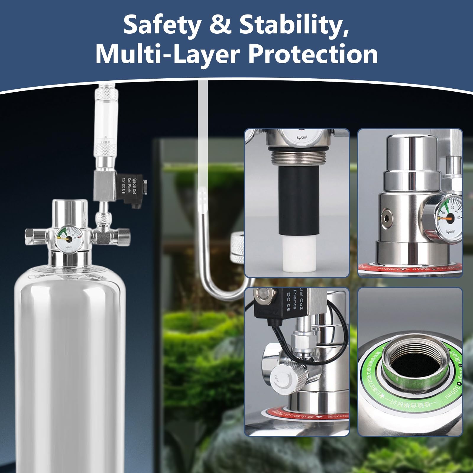 Kit Generador de CO2 Automático para Acuario Plantado | SUS304 con Válvula Solenoide y Manómetro de Seguridad, Sistema DIY para Acuascaping Plantas Acuáticas