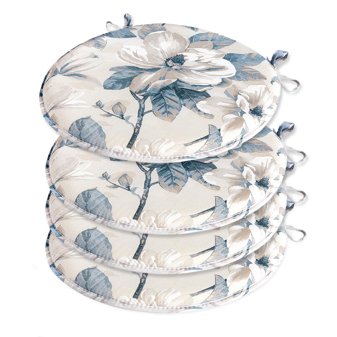 emmevi Set 4 Cuscini Sedia Rotondi Cotone Con Lacci Lavabili Morbidi Coprisedia Tondi Shabby Chic Vintage