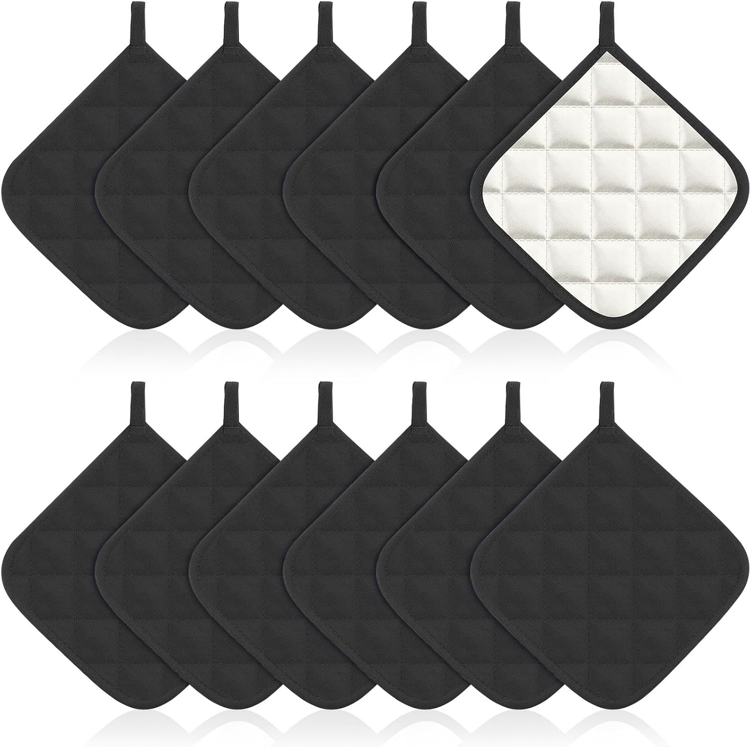 Bokon 48 Pcs Pot Holders for Kitchen, Multicolor Potholders Sets, Heat Resistant Cotton Hot Pad Oven Mitts Trivet with Hanging Loops for Baking Cooking