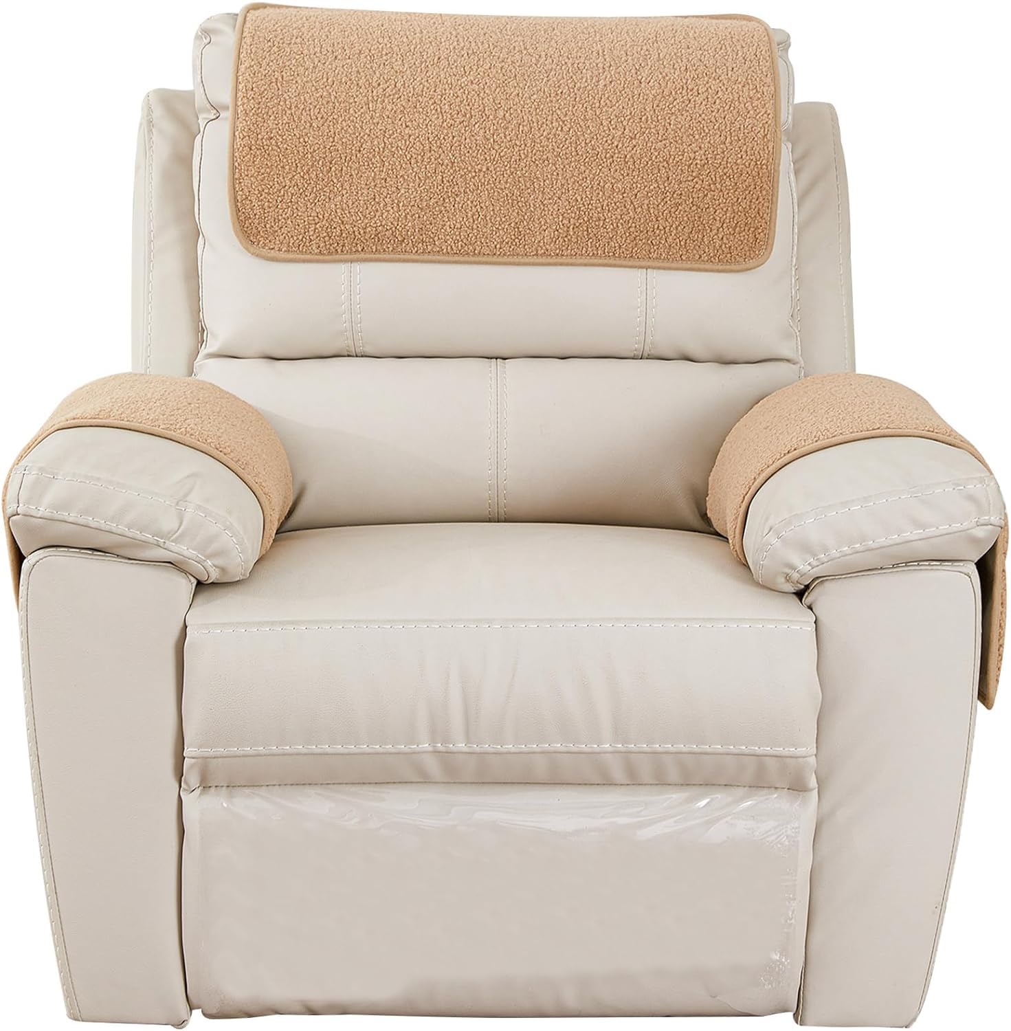 Housse D'Accoudoir Et D'Appui-tête Pour Canapé - Velours Doux Antidérapant, Avec Poches - Protection Meubles (Gris Clair, 3 Pièces)