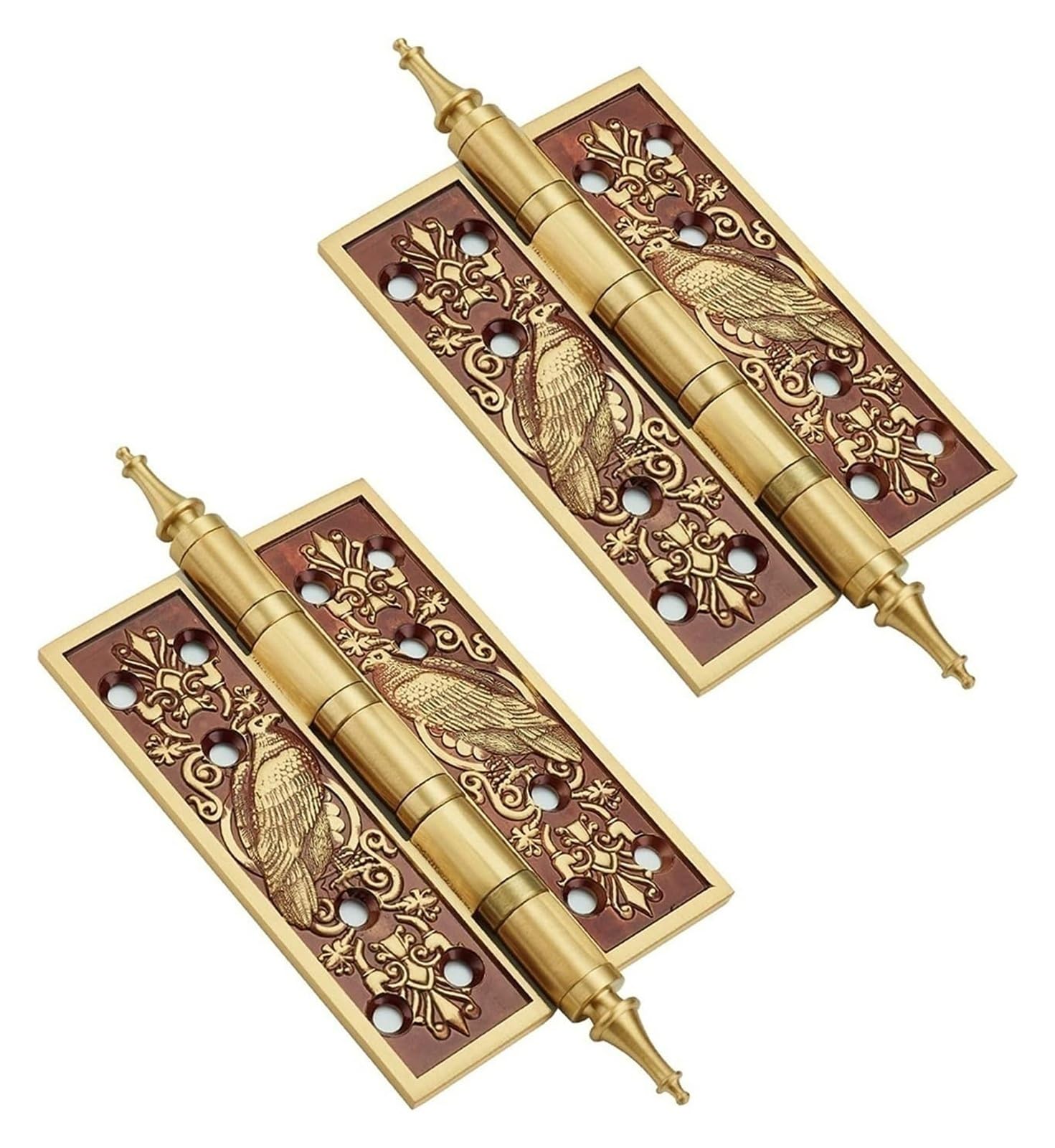 Pzoferlin Rose Golden Door Hinge Brass European-Style Carved Flat Hinges, Silent, 2 Pcs, Multicolor For Bedroom Office(Rose Golden)