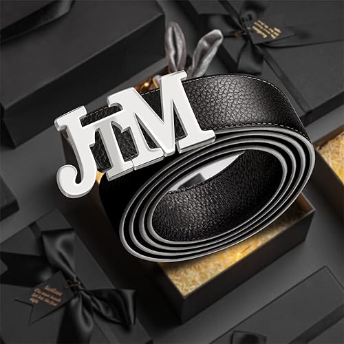 Miniatura 2 de YITUB Cinturón de cuero personalizado para hombre, cinturón de vestir personalizado para hombre, cinturón de hebilla con nombre, cinturones