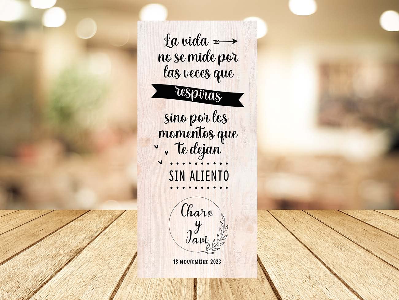 Decoración Boda | Cartel Boda Sin Aliento| 70cm x 150cm