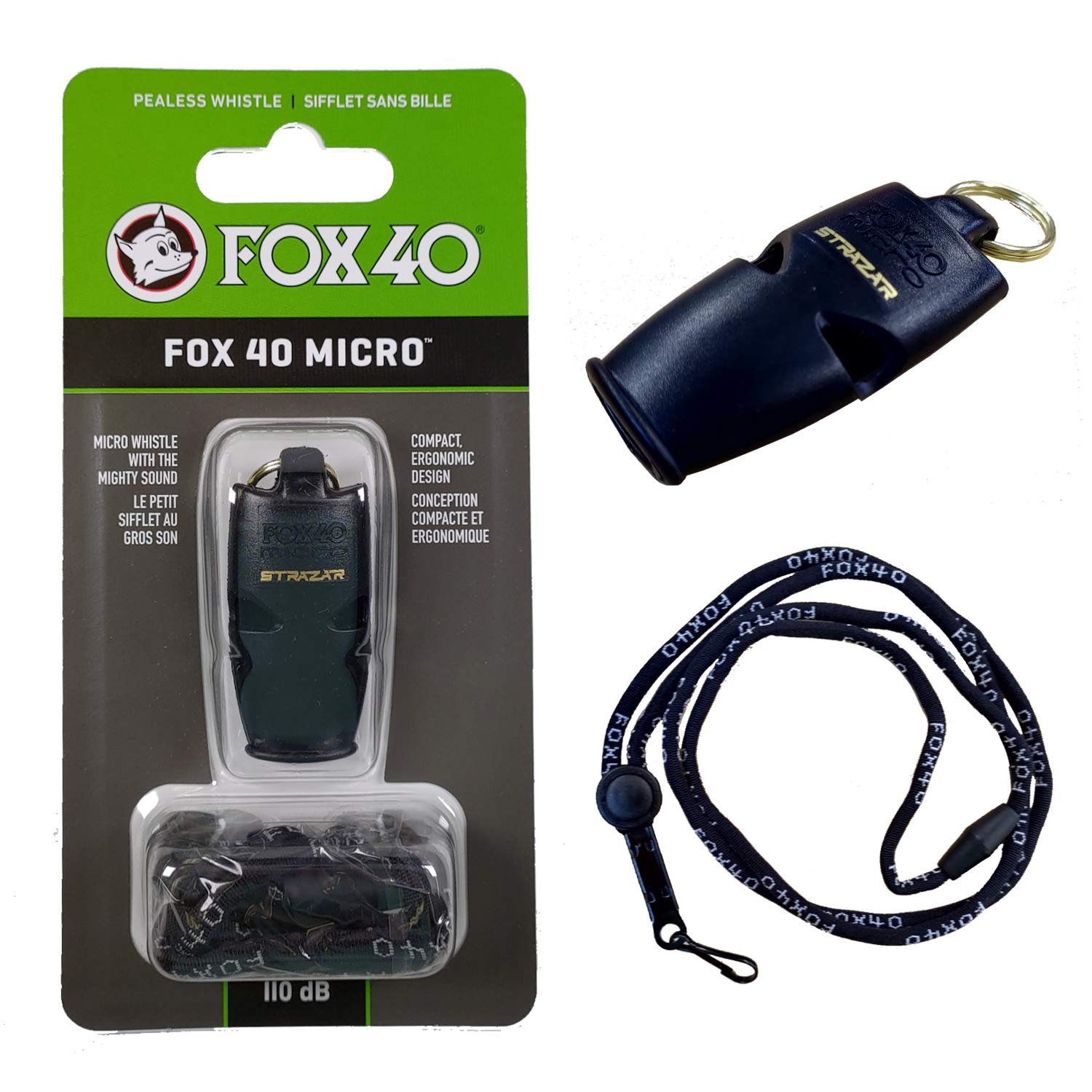 Amazon | FOX40 ホイッスル MICRO 110db (ブラック) ランヤード