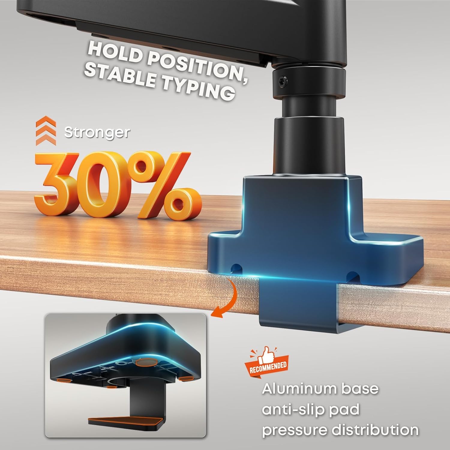 PUTORSEN Supporto per 3 monitor da 17 a 49 pollici, supporto regolabile in altezza con portata di 20 kg per braccio, asta da 80 cm per schermi piatti o curvi, VESA 75/100 mm
