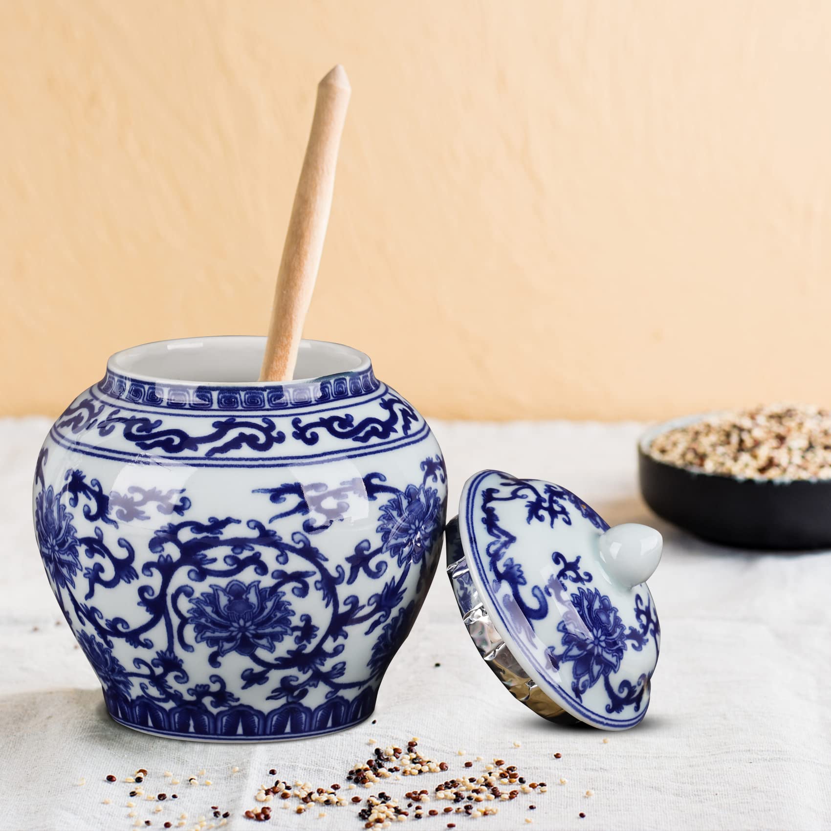 Amazon.co.jp: 中国製ジンジャージャー 蓋付き 景徳鎮 アンティーク