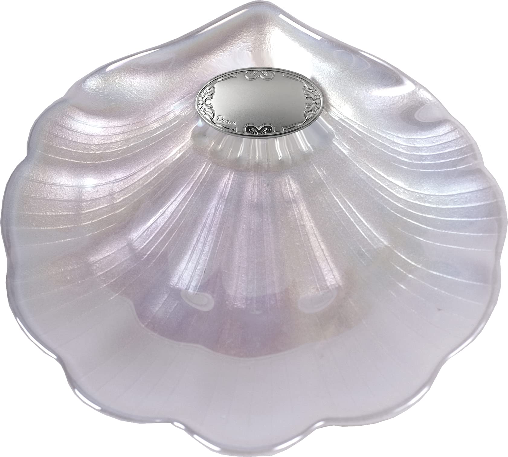 Estuche de Bautizo de Vela con Lazo y Concha. Con apliques Laminados en Plata de Ley 925‰ y Personalizado. (09450)