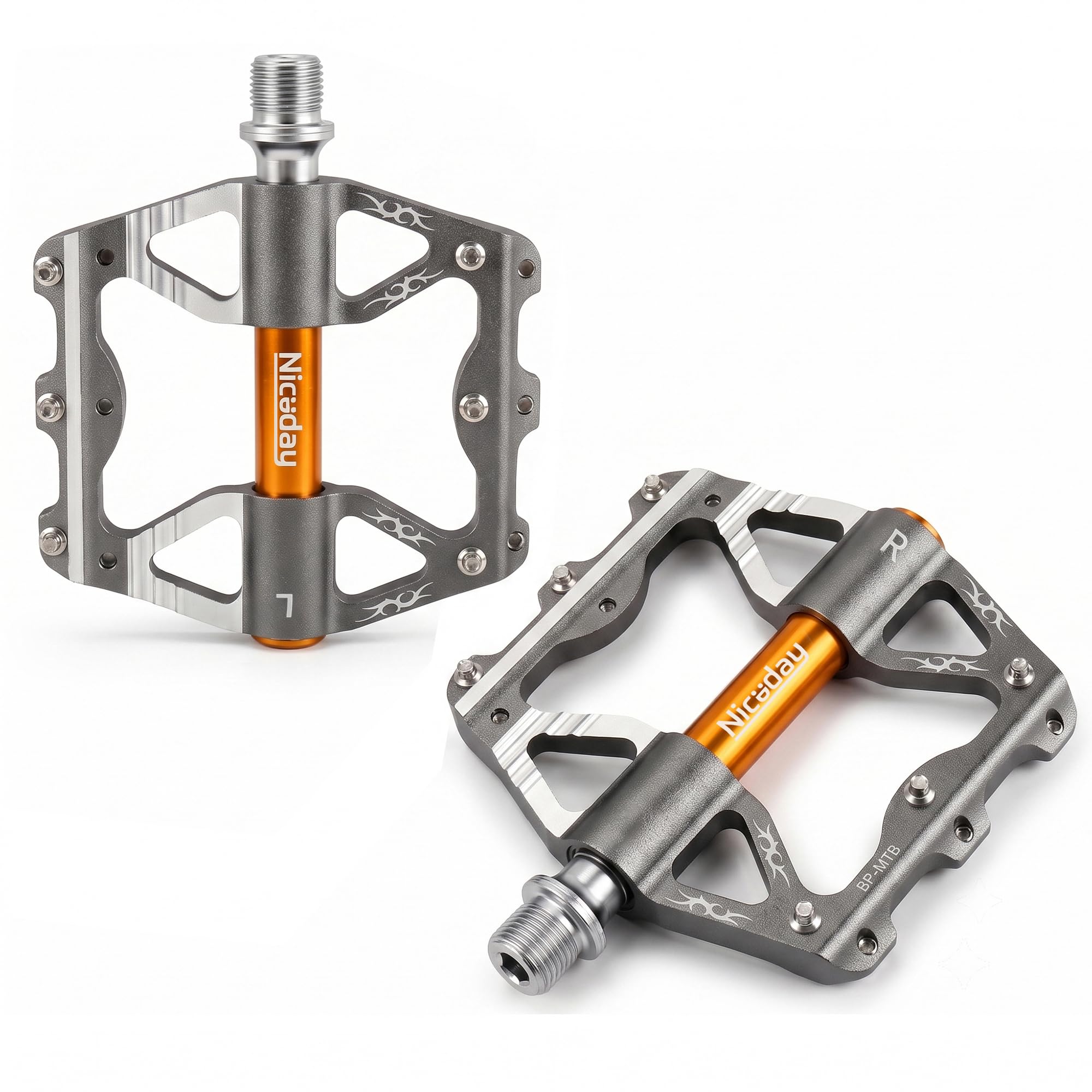 Niceday MTB Pedale Aluminium CNC, 301 g, 3 Lager, 9/16″ Gewinde, Silber