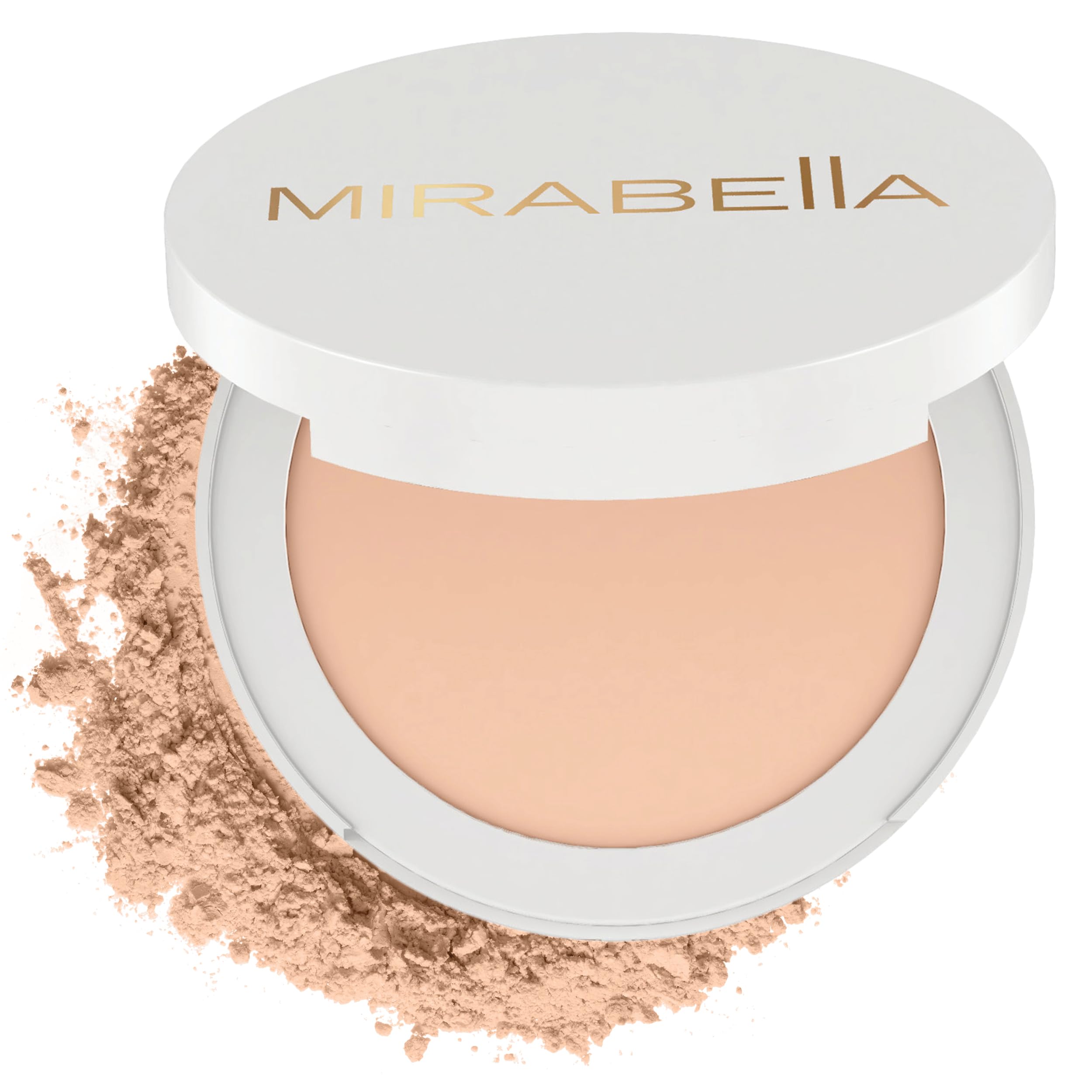 MIRABELLA - Invincible for All Pure Press Foundation, HD-Finish Pressed Powder, Buildable Mineral Pressed Powder Compact with Jojoba & Triglyceride,