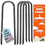 Eurmax USA U-Shaped-Rebar-Stakes-12-Inch, Ground Stakes Heavy Duty Trampoline Stakes Rebar Galvanized for Camping Tent Trampoline Accessories Dog Fence,Pack of 4(Black)