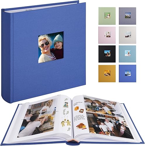 Miniatura 1 de 1DOT2 Álbum de fotos con espacio de escritura, 50 páginas, fotos de 4 x 6 pulgadas, con capacidad para 200 o 5 x 7 pulgadas, tapa de lino, álbumes
