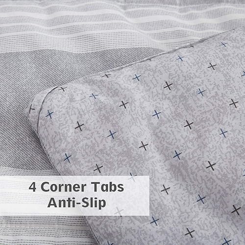 Miniatura 6 de ATsense - Juego de edredón tamaño king, para todas las estaciones, 3 piezas, 100% tela de algodón, relleno de microfibra suave, edredón reversible y