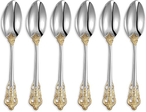 KEAWELL Lujoso juego de cucharas de espresso de 5.1 pulgadas, 6 piezas, mini cuchara de café, acero inoxidable 1810, diseño magnífico con acabado