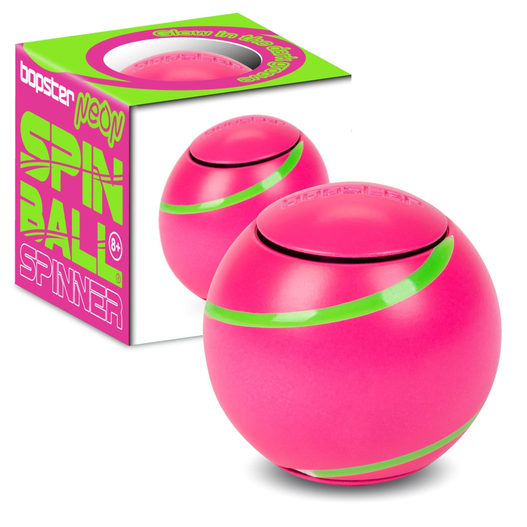 bopster Fidget Toy Spin Ball - Neon Pink - Luminous Sensory Desk Toy