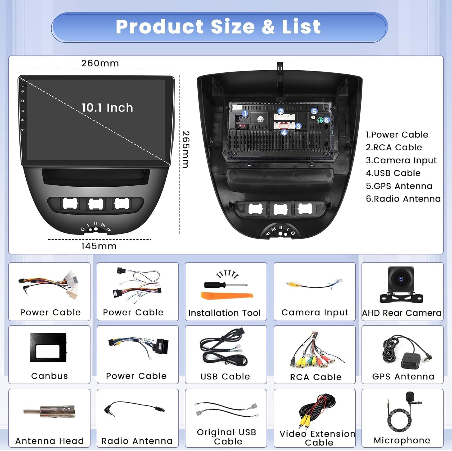 Hikity 8 Core 4+64GB Android 15 Radio Autoradio pour Toyota Aygo (2004-2014)/Peugeot 107(2009-2015)/Citroen C1(2005-2014) sans Fil CarPlay Android Auto 10.1" Ecran Mirror Link GPS BT FM RDS WiFi DSP