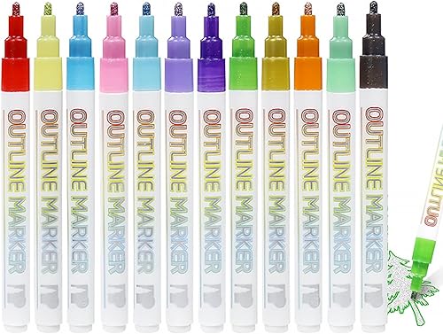 Kmartinusa - Marcadores metálicos de contorno de 812 colores, marcadores de contorno brillante, marcadores de pintura de contorno metálico