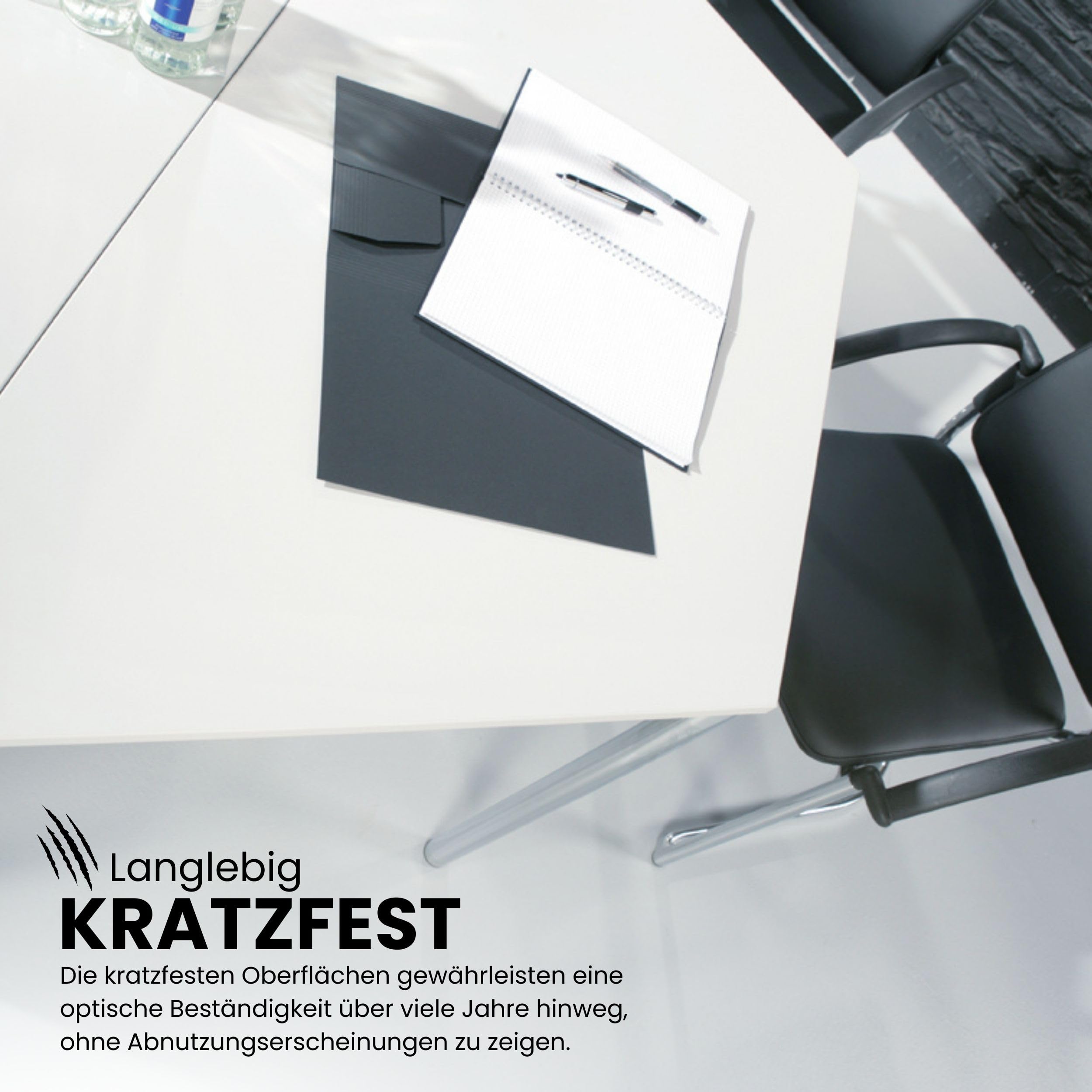 bümö Multifunktionstisch Buche, Tisch 160 x 80 cm, Tischfuß verchromt - einfacher Tisch, Besprechungstisch System D-Serie, Konferenztisch, Meetingtisch, Mehrzwecktisch, Pausentisch