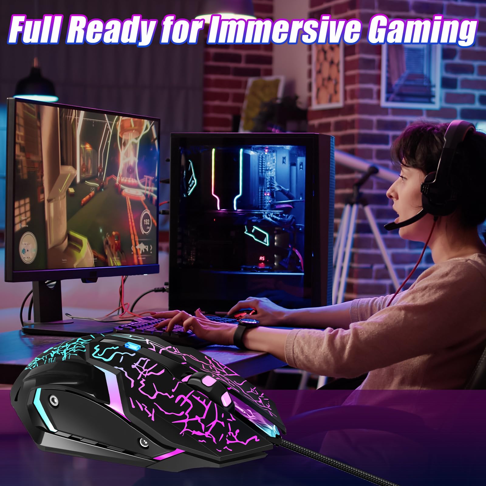 Ratón profesional con cable para juegos, de alto rendimiento, USB óptico para computadora para jugadores