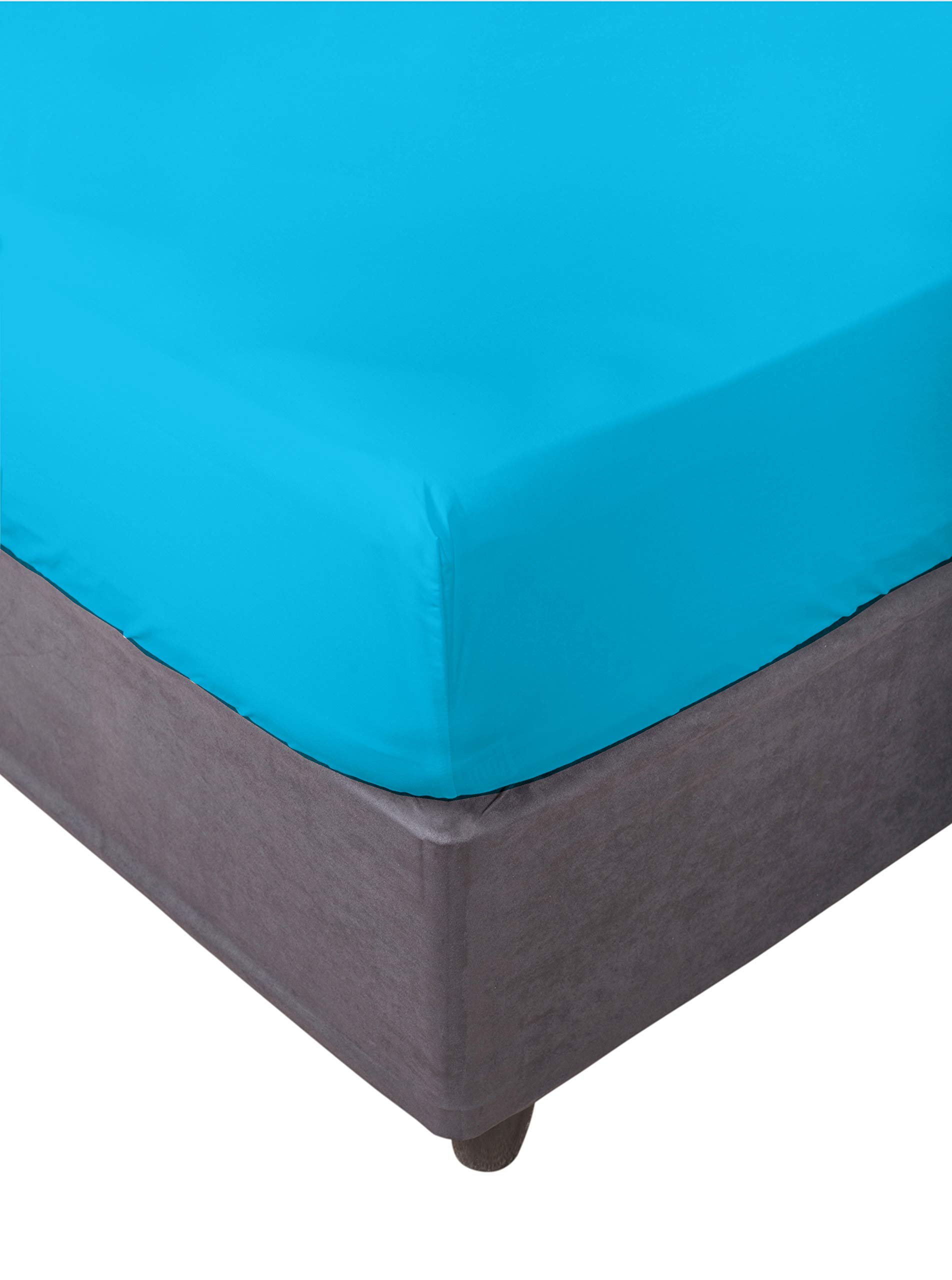 Miracle Home. Fitted Sheet 100% Brushed Microfibre Elastic Fitted Sheet with Anti-Peeling Effect. 90 x 200. Bed 90. Turquoise