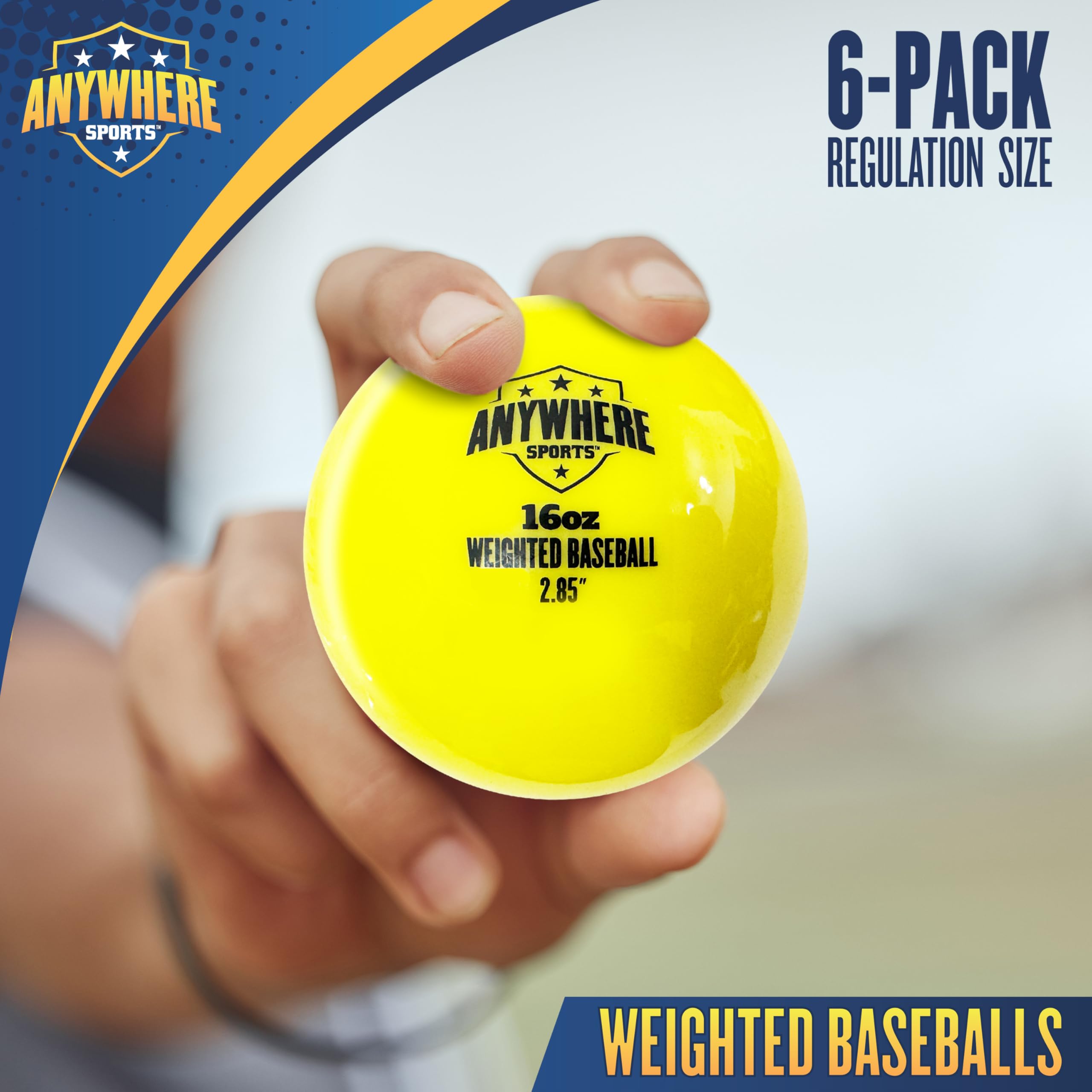 Anywhere Sports Pelotas de béisbol de entrenamiento con peso de 16 onzas, golpear y lanzar para todos los niveles de habilidad, mejora la potencia y la mecánica con pelotas de entrenamiento de béisbol