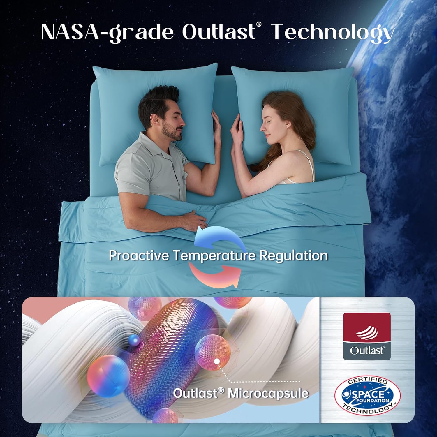 Cooling Deepsleep Bedding Queen Set Dream Blue