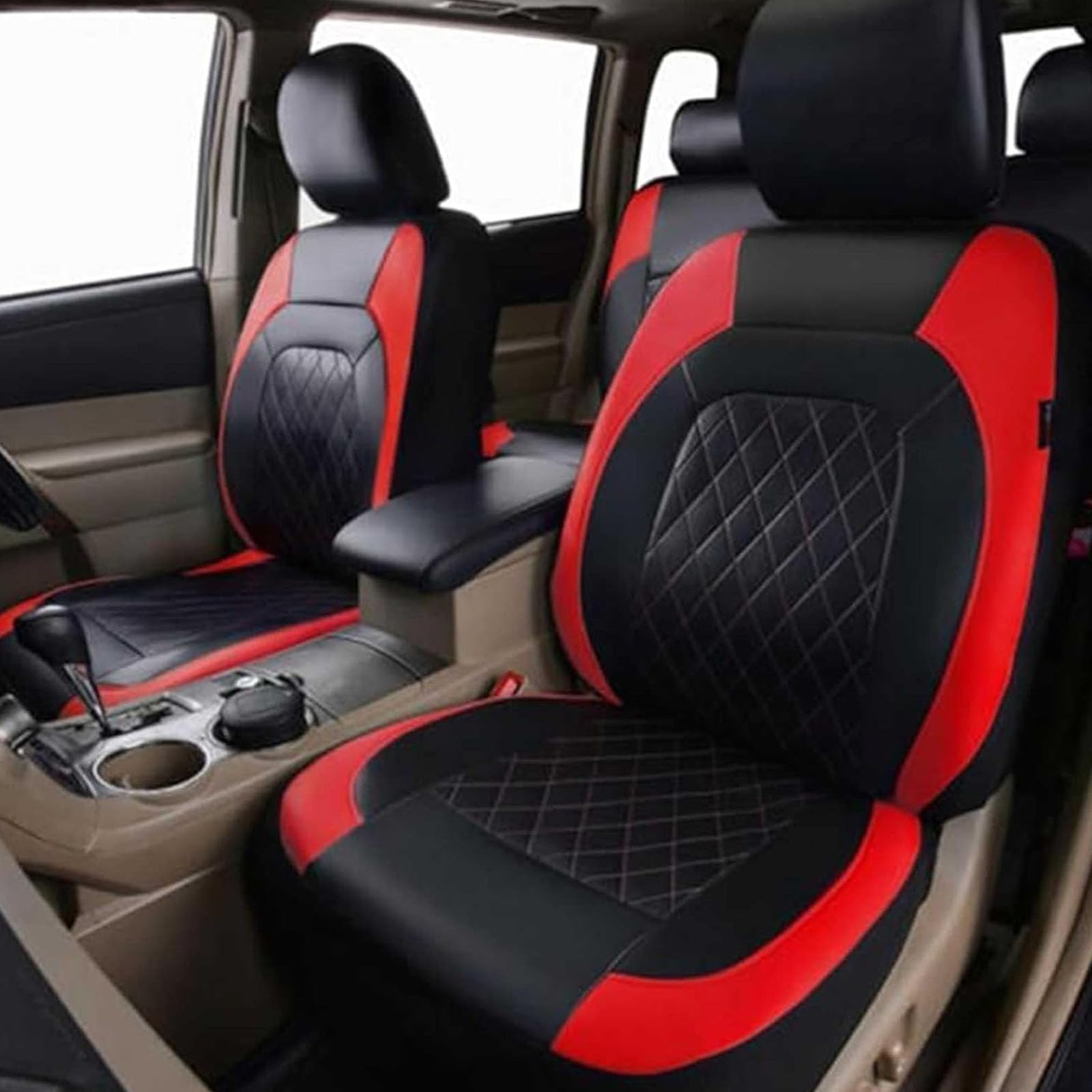 Housse de siège de Voiture pour Aixam Crossover, 2 Housses De Siège Avant De Voiture Confortable AntidéRapant Et ImperméAble Accessoires,D/Red