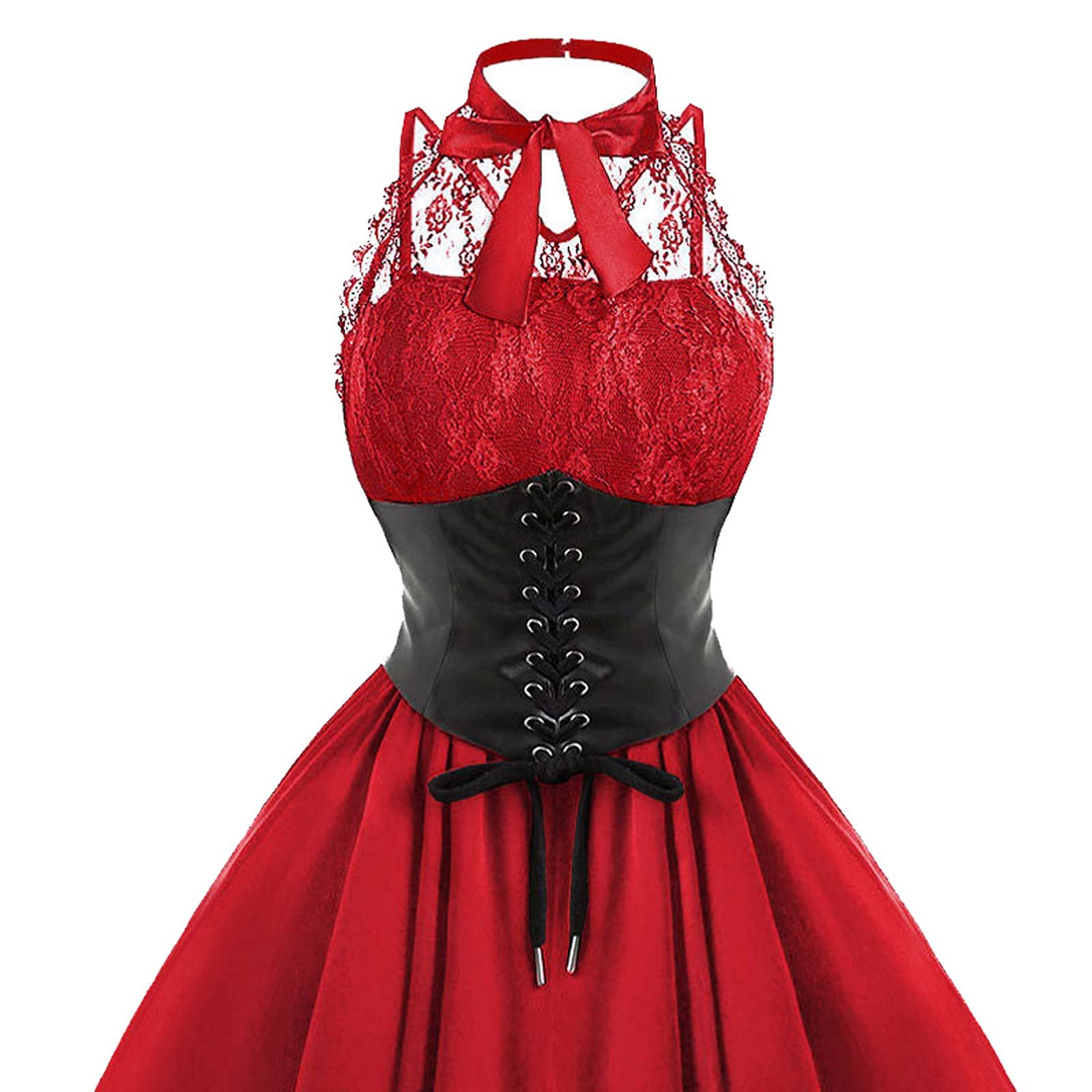 Robe corset sans manches en dentelle pour femme style gothique années 80, pour costume, cocktail