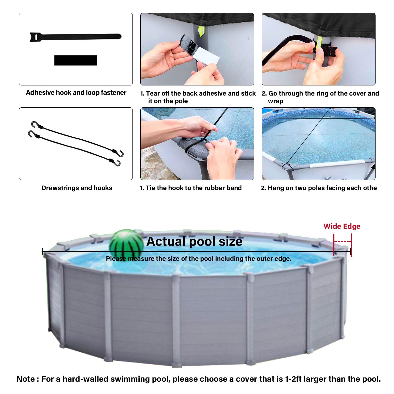 Safana Bâche de piscine ronde en tissu résistant aux déchirures pour piscines hors sol - Toile résistante aux déchirures, robustesse et durabilité supérieures – Protection contre les feuilles, les
