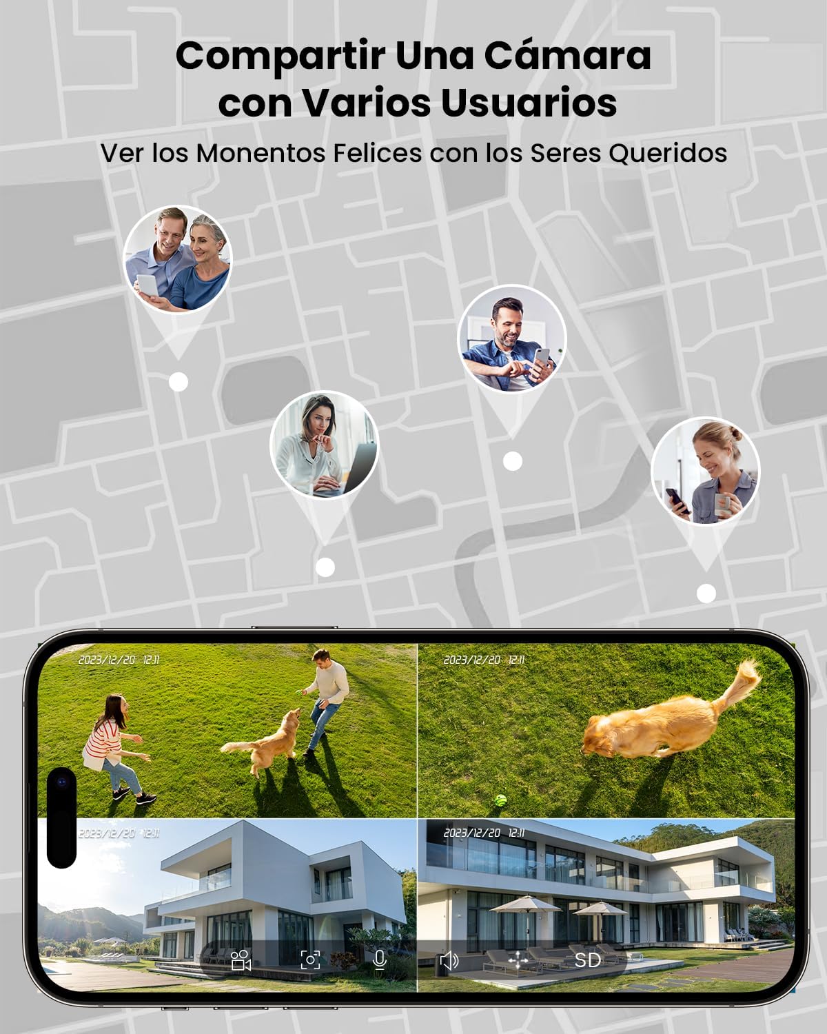 ieGeek 3MP Camara Vigilancia WiFi Exterior Solar con Bateria Sin Cables, Camara Vigilancia Exterior Solar Visión Nocturna Color, PTZ 360° App Remoto, Humana Detección, IP65, Voz Bidireccional