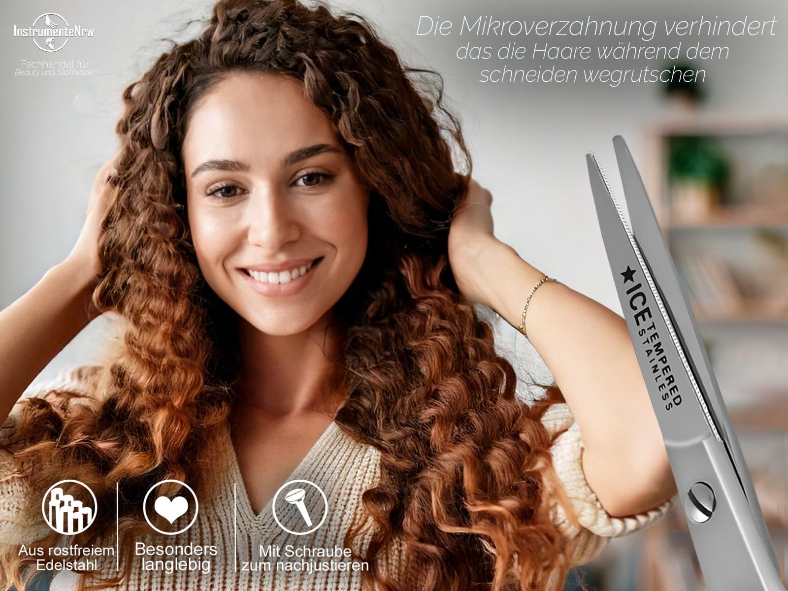 Premium Haarschere Aus Edelstahl – Mit Mikroverzahnung & Fingerauflage, 14 Cm, Rostfrei