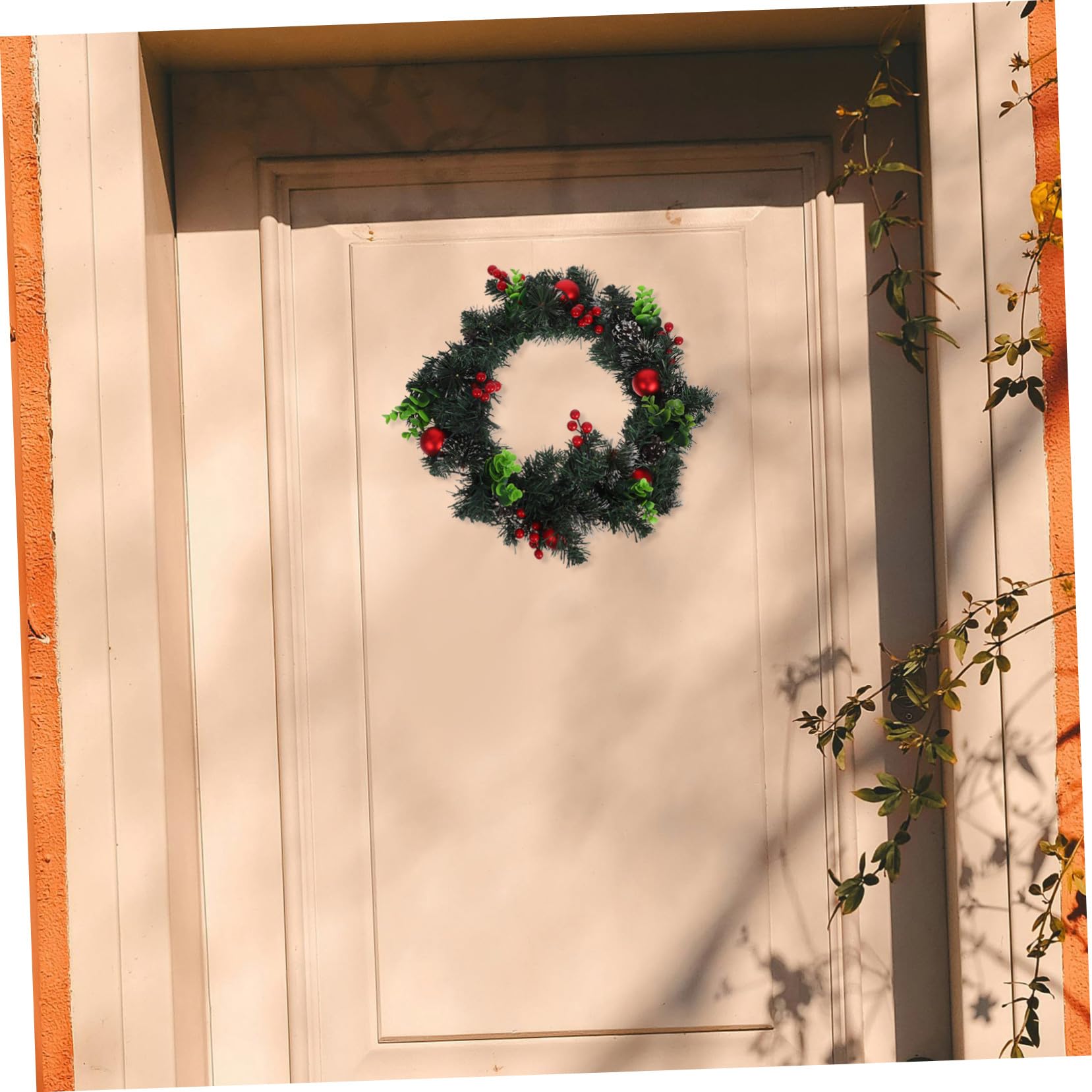 BESTOYARD Guirnalda Navideña Iluminada de PVC con Bayas Rojas para Puerta y Pared Adorno de Fiesta