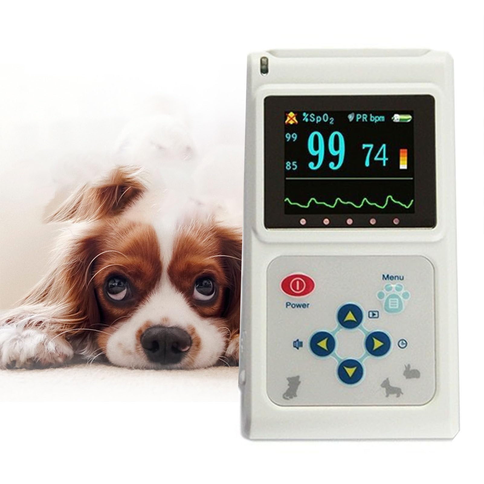 Tragbares Pulsoximeter für den Einsatz beim Tierarzt, Herzfrequenz- und Blutdruckmessgerät, medizinische Überwachung für Hunde, Katzen und Kleintiere, medizinisches Überwachungsgerät zur Messung