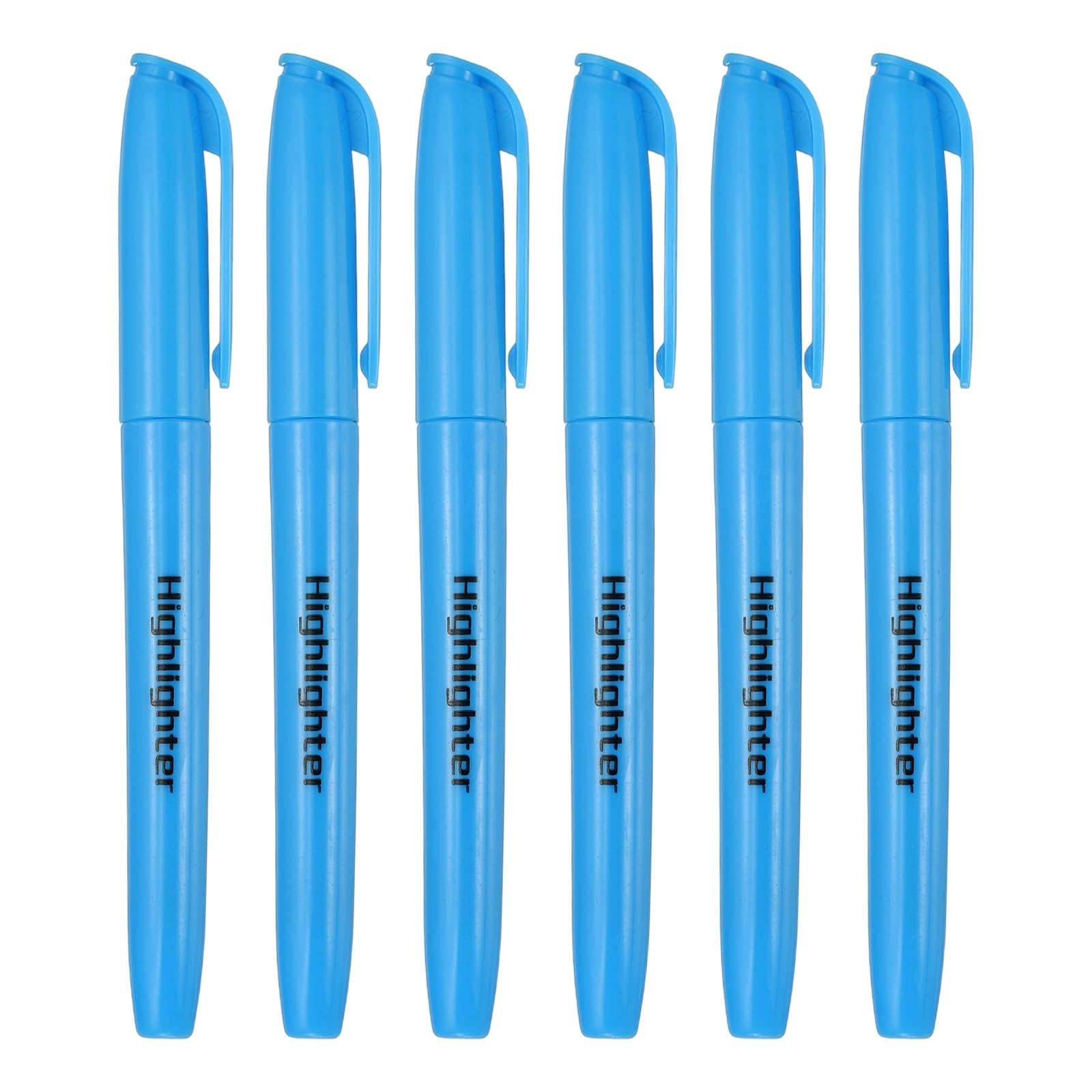 PATIKIL Blue Highlighter, 6 Pack High Lighters No Bleeds Highliters Pens Neon Clear View Bright Quick Dry Pocket Marker Pen Sticks Chisel Tip Cute for Books Office Adults Classroom