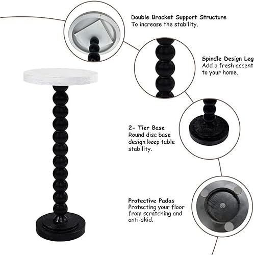 Miniatura 12 de Mesa de beber pequeña con pedestal, bandeja tradicional, mesa auxiliar superior, color espresso Marrón oscuro,Negro/Blanco,Marrón,expreso