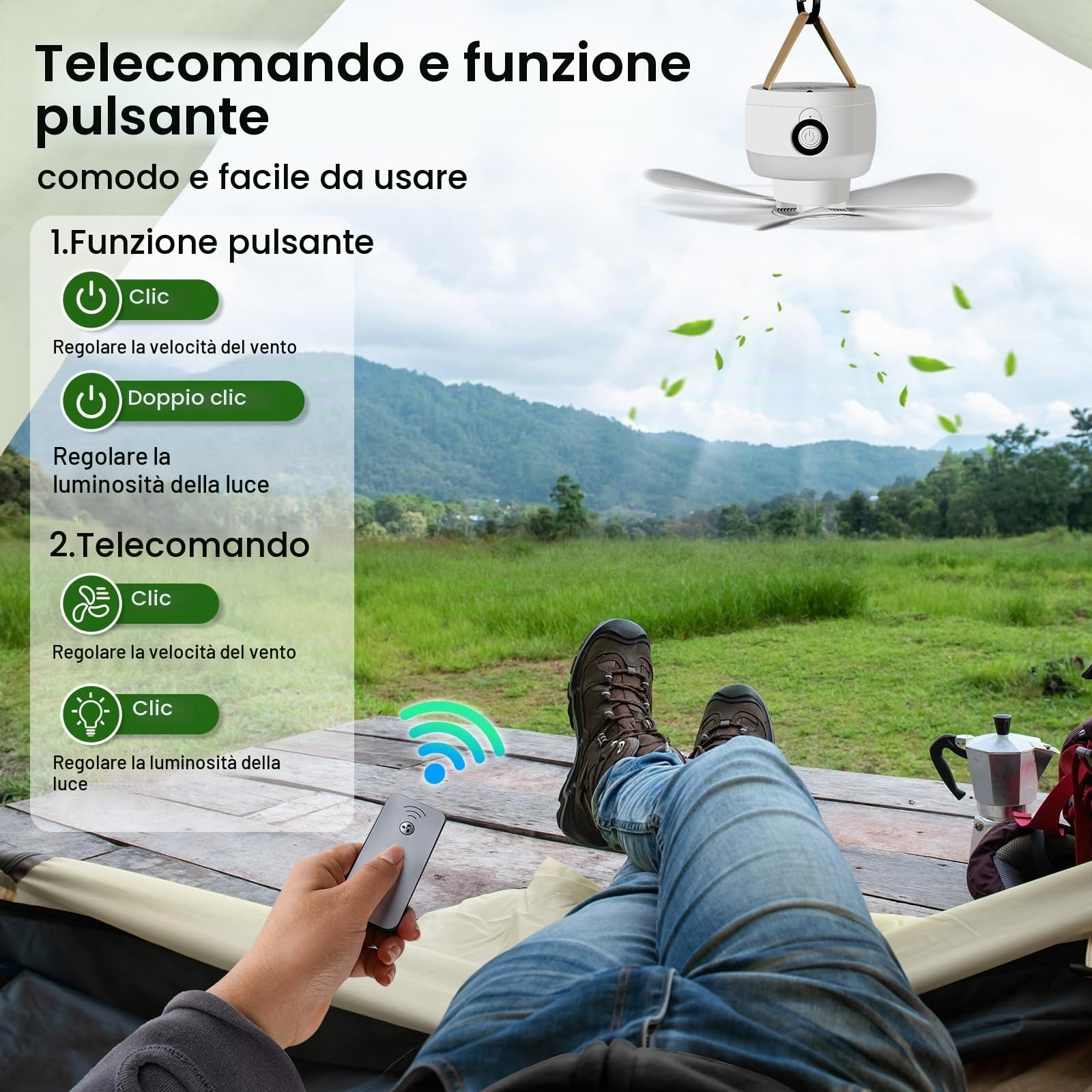 SOPPY - Lanterne elettrica da tenda da campeggio da 8000 mAh, lanterne portatili con luce e telecomando, 3 velocità, 3 livelli di luminosità, pale rimovibili, lanterna da campeggio ricaricabile