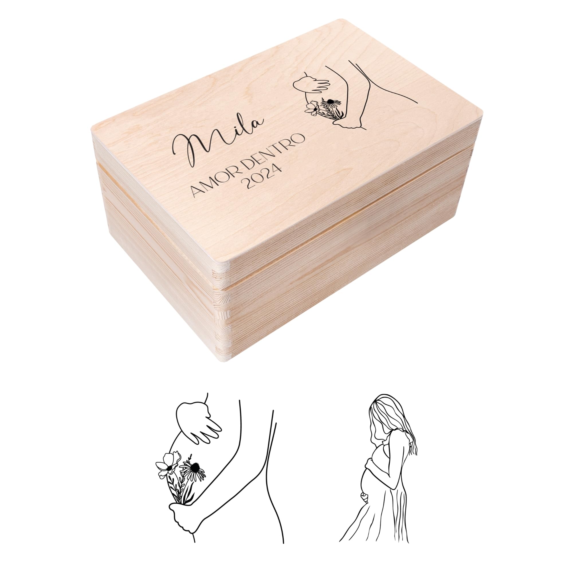 Creative DECO Caja de Recuerdos Personalizada Bebé | 30 x 20 x 14 cm