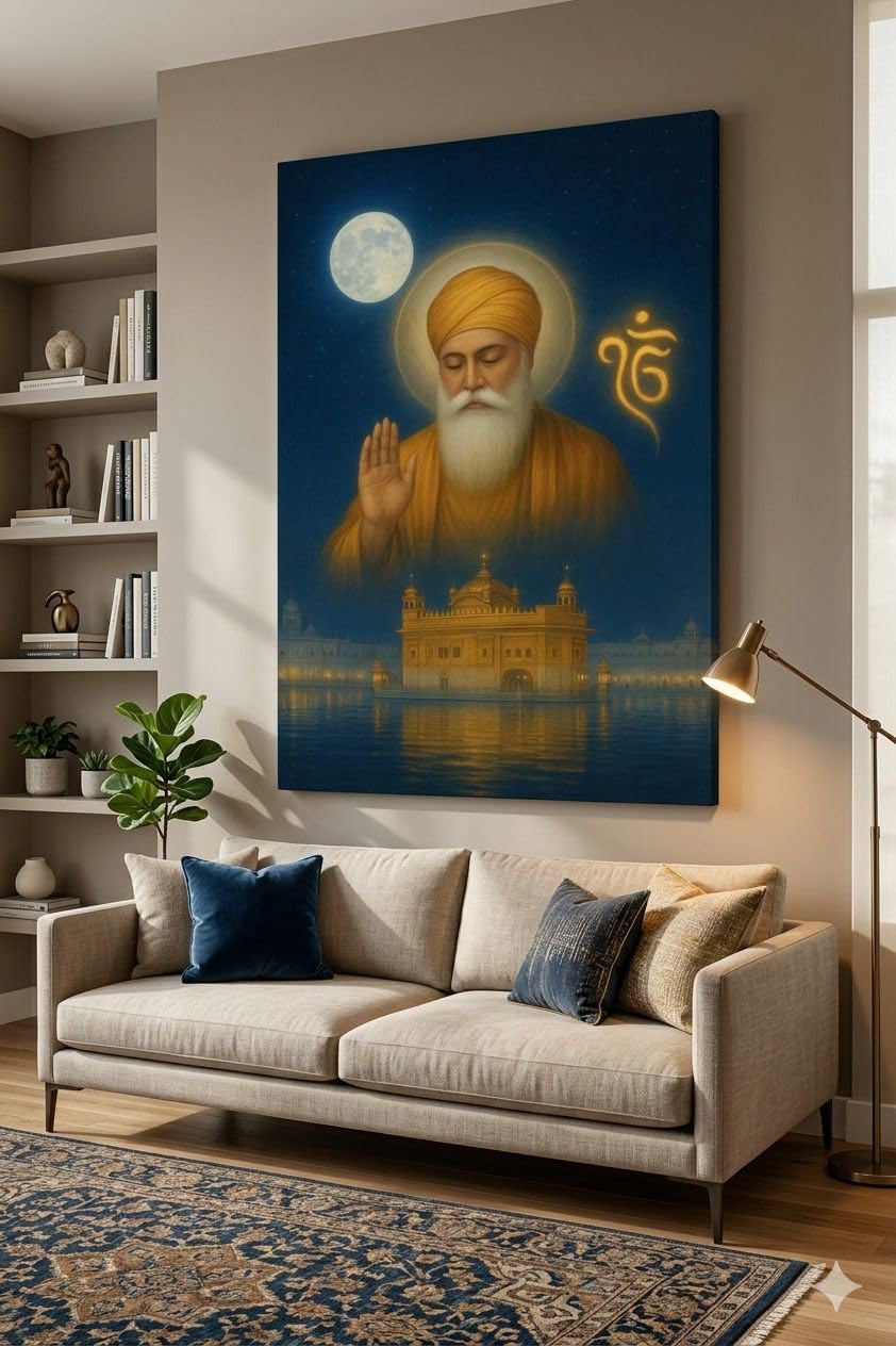 Anayat Guru Nanak Dev Canvas Wall Painting for Living Room Decor - 18x24 IN-image-39
