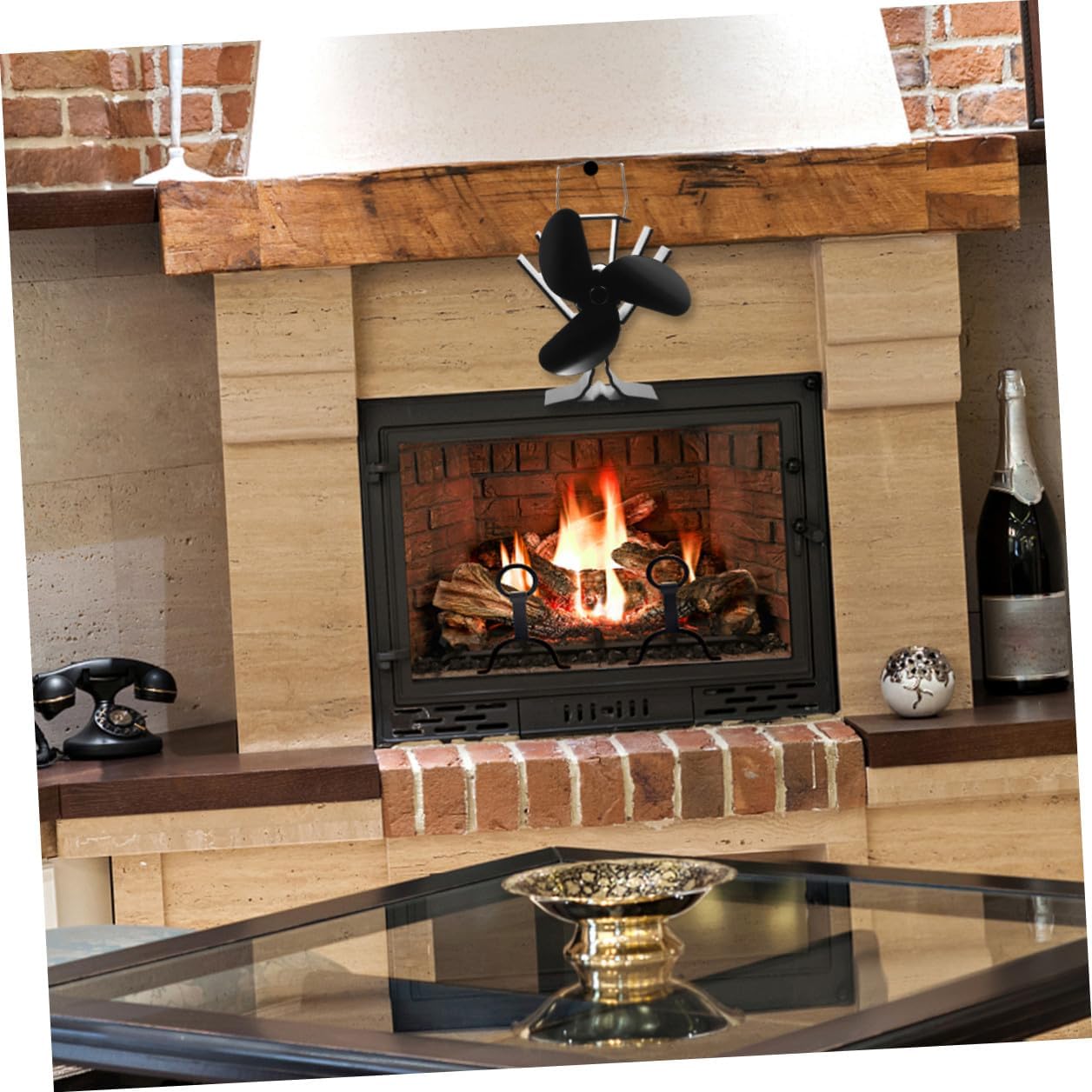 Heat Powered 3-blade Stove Fan for Home Fireplace Efficient Thermal Energy Distribution Family Use Non-electric Fireplace Accessory