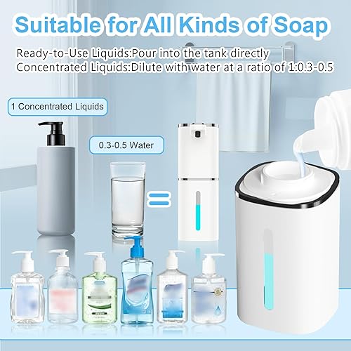 Miniatura 6 de Dispensador automático de jabón líquido sin contacto, dispensador de jabón de manos inteligente recargable por USB, 9 niveles ajustables, operación