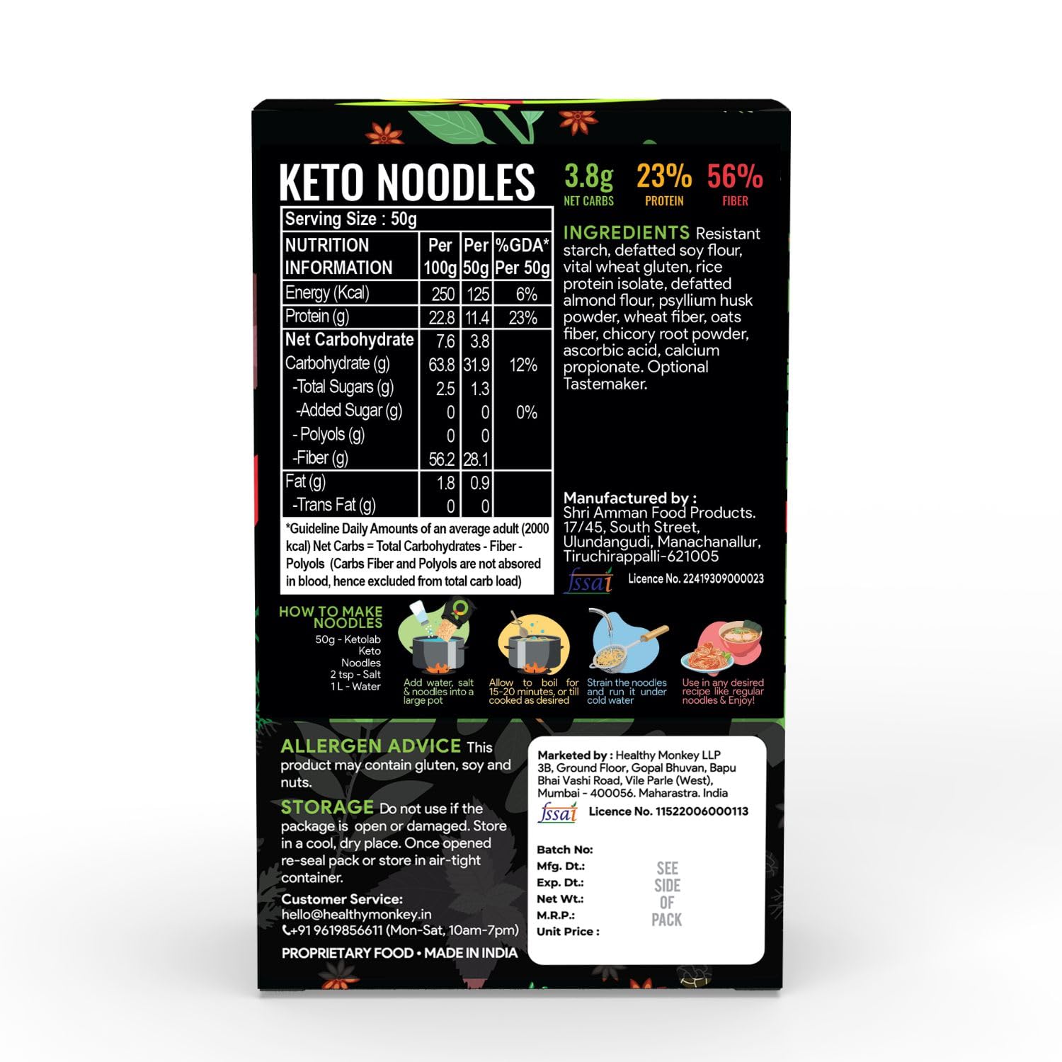 Ketolab Keto Noodles Spaghetti, 300 Gms, 1 Pack, 3.8g Net Carb & 11g High Protein/Serving, Identical to Regular Noodles, Ultra Low Carb, Pre-Biotic High Fibre, For Keto Diet and Weight Loss 4