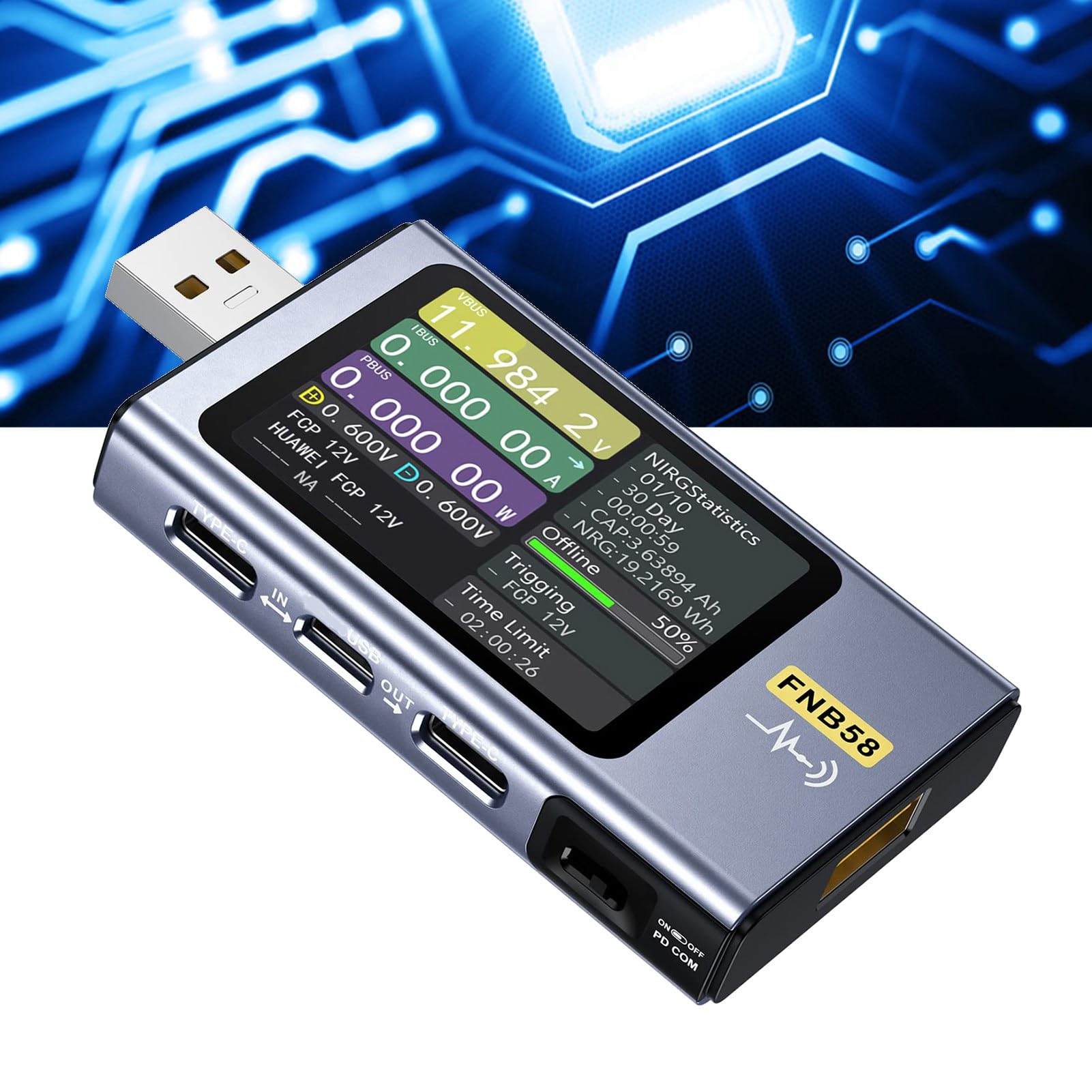 Tester miernika napięcia USB 4-28 V 0-7 A 0-140 W z 2,0-calowym wyświetlaczem LCD i interfejsem typu C. Zgodny z PD 3.0 PD 2.0 QC 3.0 QC 2.0 QC 4 FCP SCP AFC PE DASH VOOC