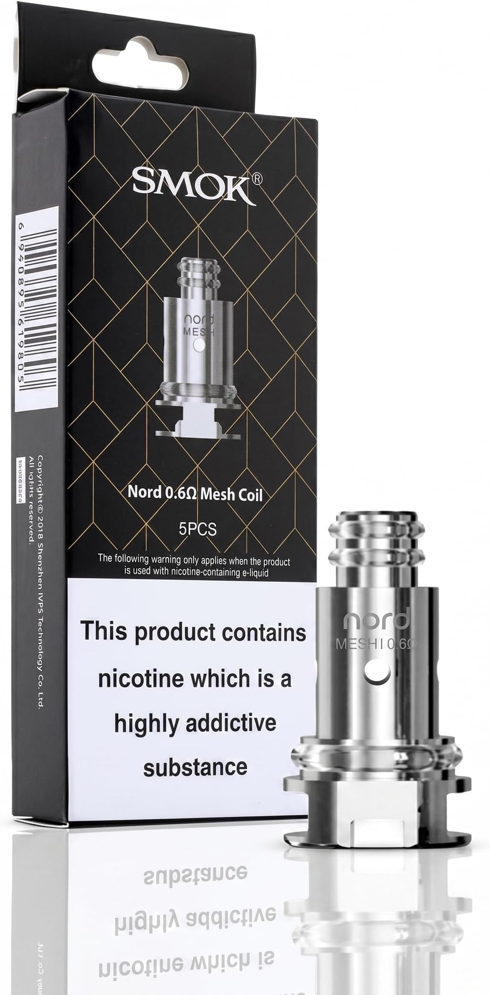 SMOK NORD Coils 0.6 Ohm [Pack of 5] - Excellent Performance, Perfect for Sub Ohm Vaping, Durable, Easy to Install, Replacement Coil for Nord/Nord2/PrivN19/NordAIO Kit, No Nicotine