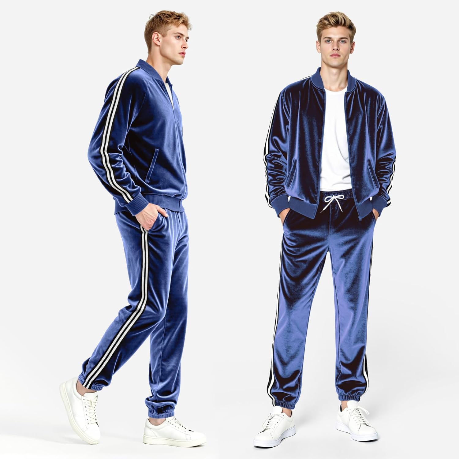 Heyfanee Mens Velour Tracksuits 2 Piece Set Full Zip Sweatsuit for Men Jogging Suits Velvet Jacket Pants Outfits - Image 2