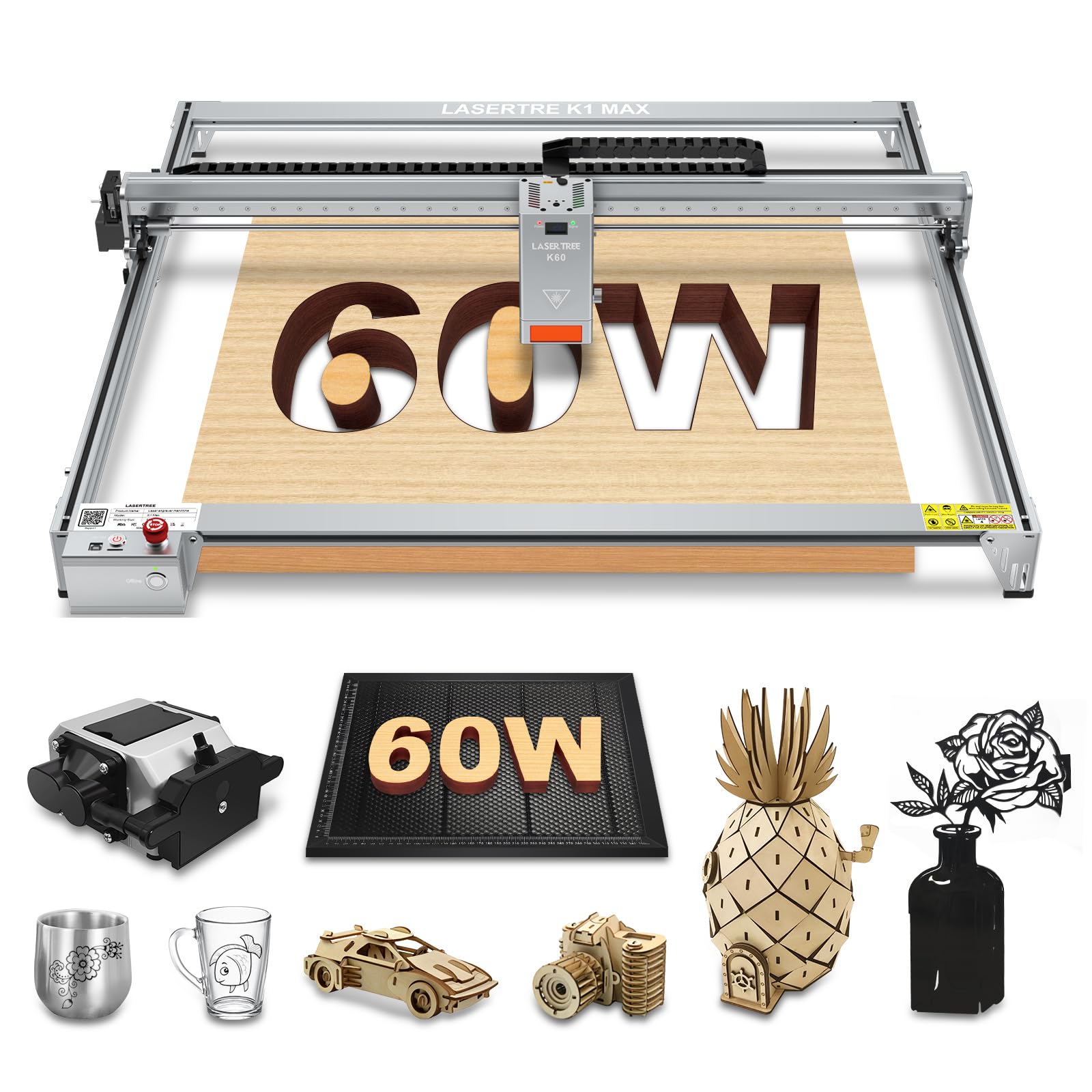 LASER TREE 60W (60000mW) Output Laser Engraver, 35 * 37 Inch Laser