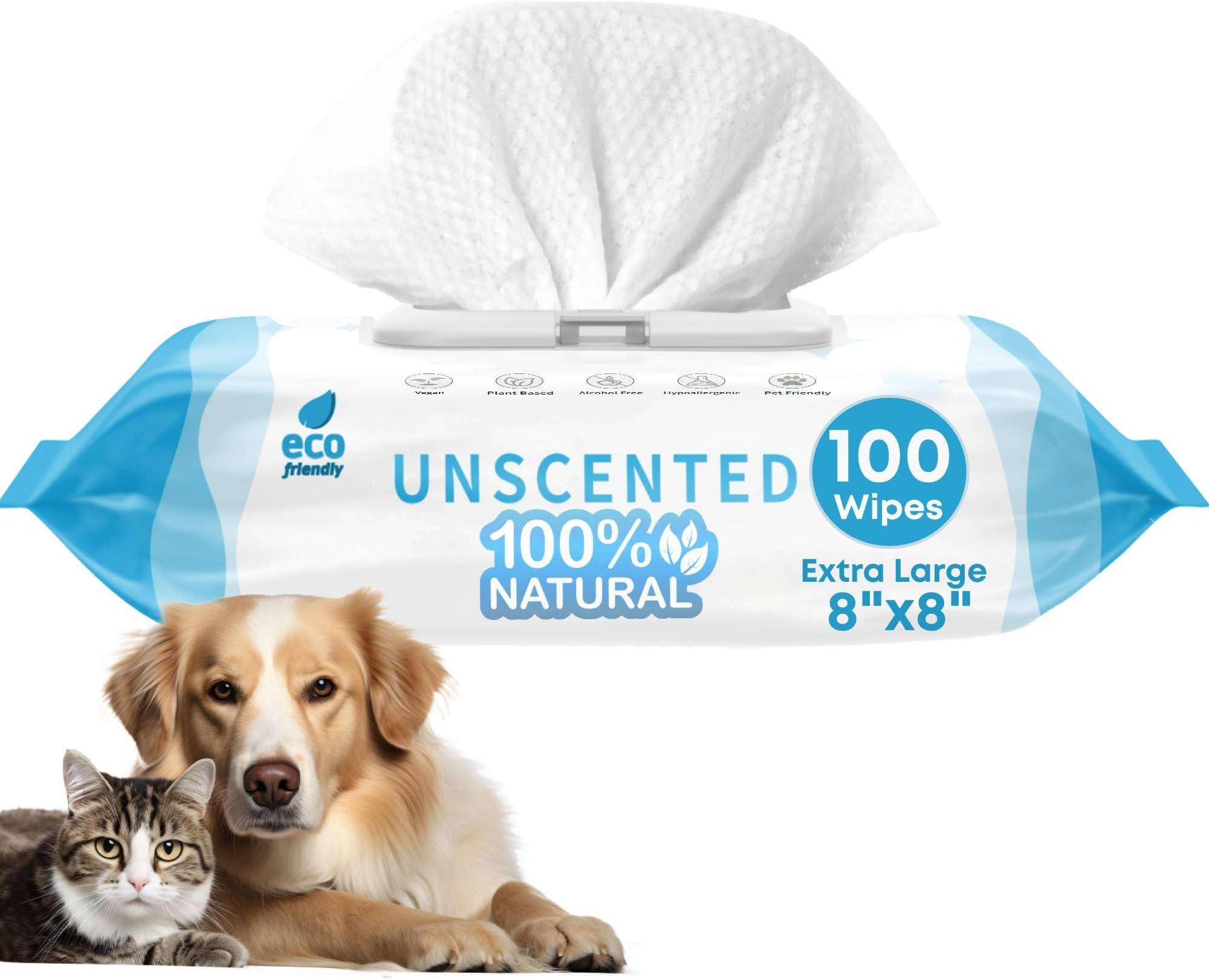 Petazy 100 Dog Wipes for Paws and Butt Ears Eyes Unscented