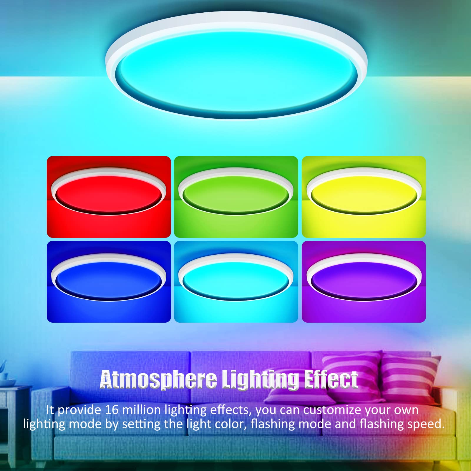 Taipow LED Deckenlampe 30W RGB - Dimmbar Mit Fernbedienung & Alexa Steuerung