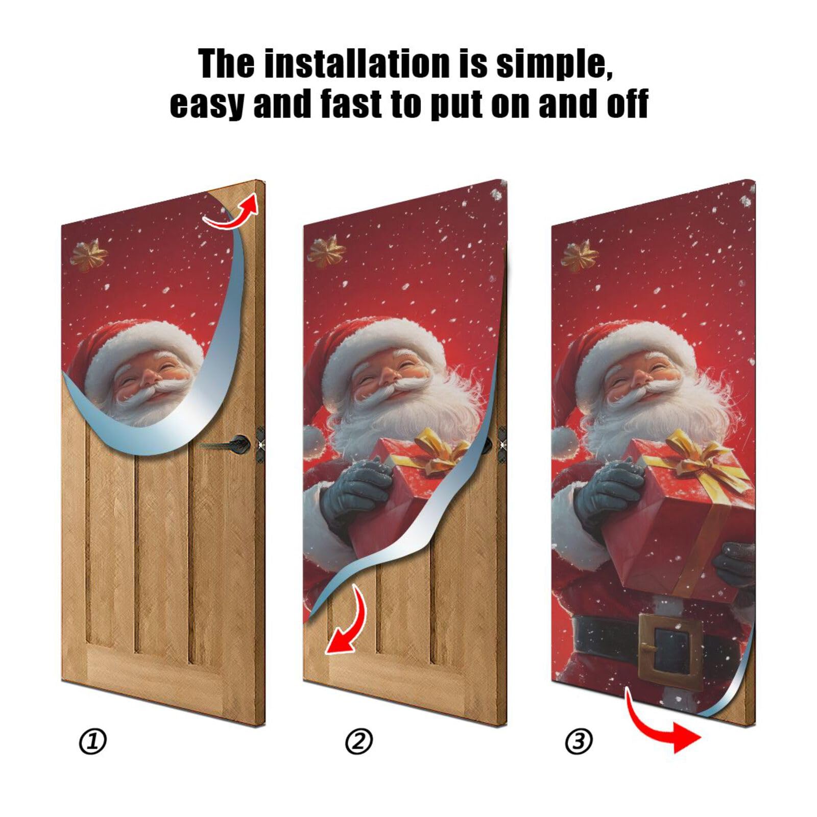 FLildon Christmas Happy Santa Claus Door Cover Decoration, Party Accessory Porch Decor for Festive Ornament Room Door Covers 32 x 79 Inch