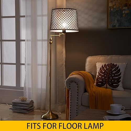 Miniatura 2 de ALUCSET - Pantalla de hierro forestal grabado, 12 x 14 x 10 pulgadas, pantalla de metal moderna con patrón de árboles para lámpara de mesa y luz de