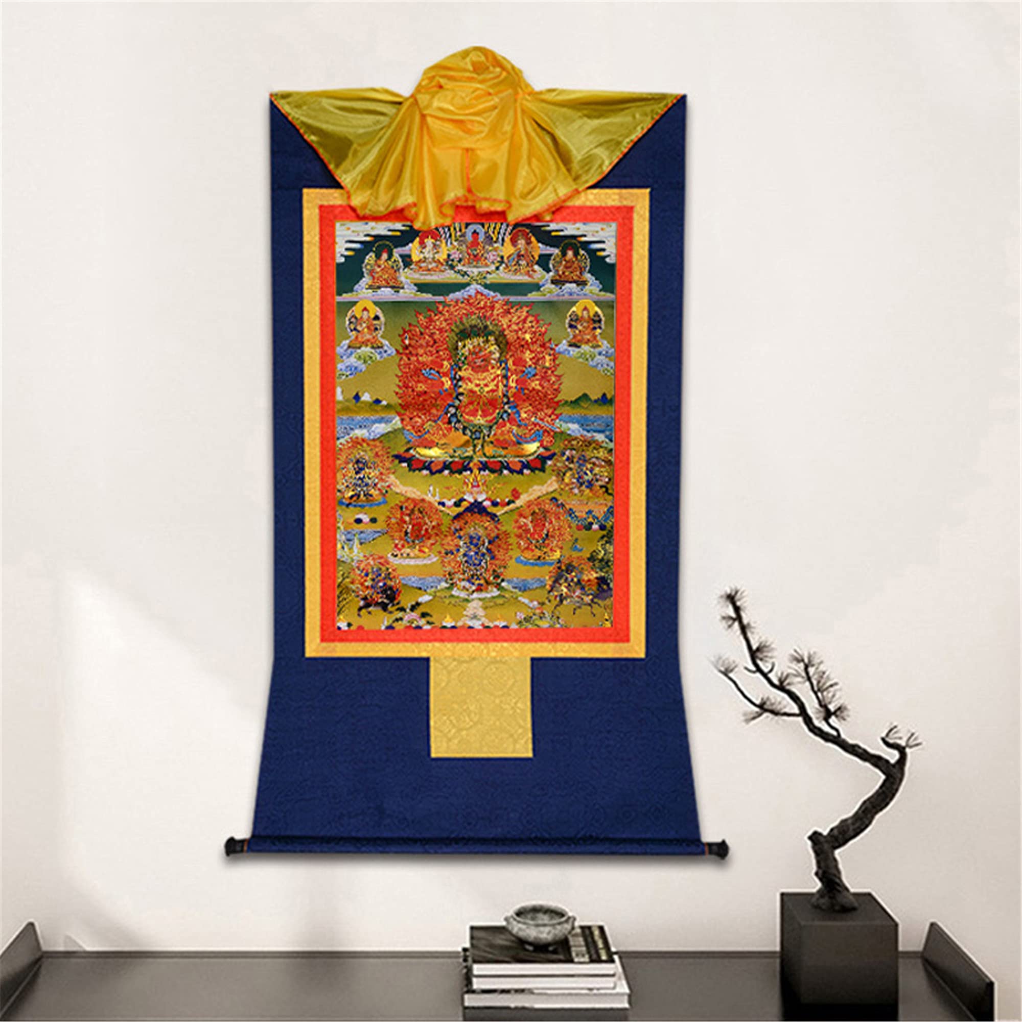 Gandhanra Thangka Tibétain - Hayagriva Thangka - Peinture Tantrique Bouddha à Dorure - Tapisserie Mural pour Décoration Zen - Méditation et Relaxation Spirituelle